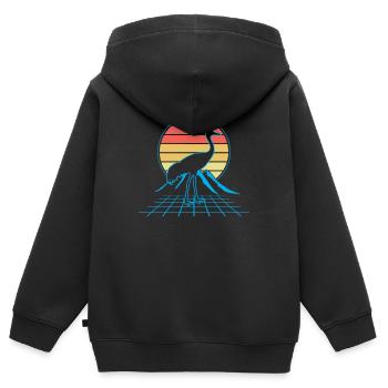 Sandhill Crane Retro Bird Birdwatching - Kids Premium Organic Zip-up Hoodie - black - Back - AI Model Kid Male (0cm)