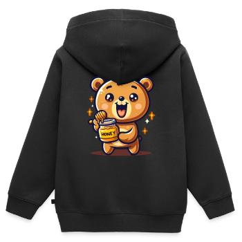 Bären-Honig - Kinder Premium Organic Zip Hoodie - Schwarz - Hinten - AI Model Kid Male (0cm)