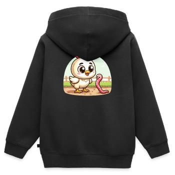 Hühnerwurm-Farm-Farm-Bauer - Kinder Premium Organic Zip Hoodie - Schwarz - Hinten - AI Model Kid Male (0cm)
