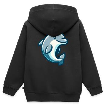 Dolphin Figure - Kids Premium Organic Zip-up Hoodie - black - Back - AI Model Kid Male (0cm)