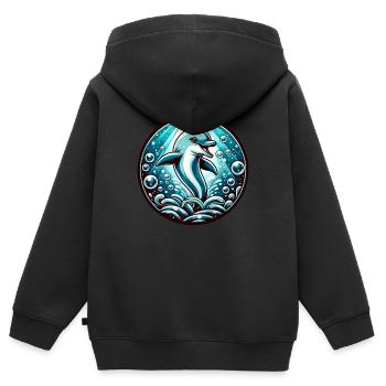 Delfin-Ozean - Kinder Premium Organic Zip Hoodie - Schwarz - Hinten - AI Model Kid Male (0cm)
