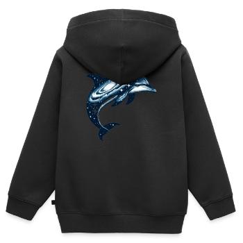 Dolphin Space Galaxy Universum - Kinder Premium Organic Zip Hoodie - Schwarz - Hinten - AI Model Kid Male (0cm)