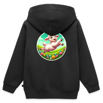 Prairie à moutons - Sweat Premium à capuche zippé enfant bio - noir - Dos - AI Model Kid Male (0cm)