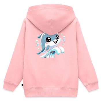 Entzückende Delfinliebhaber-Grafik - Verspieltes Meeresleben - Kinder Premium Organic Zip Hoodie - Rosa - Hinten - AI Model Kid Female (0cm)