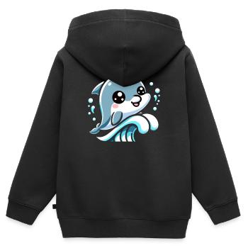 Entzückende Delfinliebhaber-Grafik - Verspieltes Meeresleben - Kinder Premium Organic Zip Hoodie - Schwarz - Hinten - AI Model Kid Male (0cm)