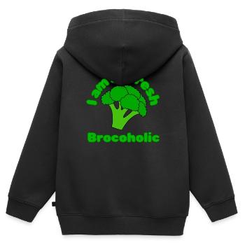 I am so fresh brocoholic, veganuary vegan gemüse - Kinder Premium Organic Zip Hoodie - Schwarz - Hinten - AI Model Kid Male (0cm)