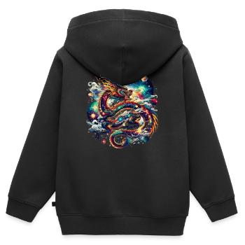 Art du Dragon Chinois Dragon Céleste - Sweat Premium à capuche zippé enfant bio - noir - Dos - AI Model Kid Male (0cm)