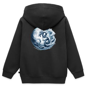 Drachenmond Chinesisches Drachen-Tierkreiszeichen - Kinder Premium Organic Zip Hoodie - Schwarz - Hinten - AI Model Kid Male (0cm)
