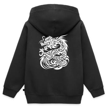 Dragon Tribal Tattoo Elegantes künstlerisches Design - Kinder Premium Organic Zip Hoodie - Schwarz - Hinten - AI Model Kid Male (0cm)