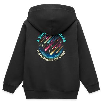 Pluie de météores Astronomie Comète Astronome Météore - Sweat Premium à capuche zippé enfant bio - noir - Dos - AI Model Kid Male (0cm)