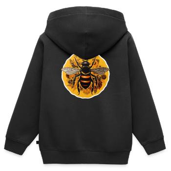 Honigbiene - Kinder Premium Organic Zip Hoodie - Schwarz - Hinten - AI Model Kid Male (0cm)