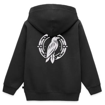 Rabe Indianer Tierkreiszeichen - Kinder Premium Organic Zip Hoodie - Schwarz - Hinten - AI Model Kid Male (0cm)