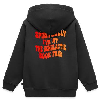 Geistlich bin ich auf der Scholastic Book Fair - Kinder Premium Organic Zip Hoodie - Schwarz - Hinten - AI Model Kid Male (0cm)