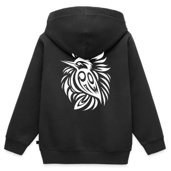 Specht Ureinwohner Amerikas Tierkreis - Kinder Premium Organic Zip Hoodie - Schwarz - Hinten - AI Model Kid Male (0cm)