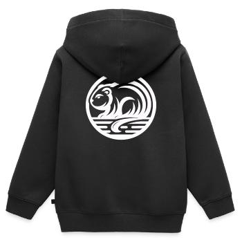 Biber Indianer Tierkreiszeichen - Kinder Premium Organic Zip Hoodie - Schwarz - Hinten - AI Model Kid Male (0cm)