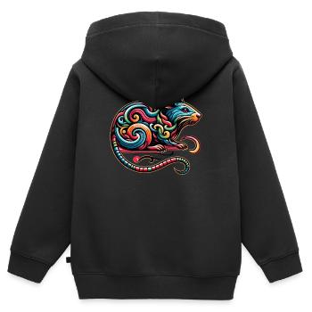 Ratte Tattoo Stamm Chinesisches Tierkreiszeichen - Kinder Premium Organic Zip Hoodie - Schwarz - Hinten - AI Model Kid Male (0cm)