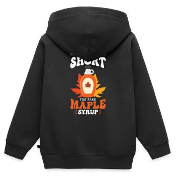 Das Leben der Ahornsirupliebhaber ist zu kurz für gefälschten Ahorn - Kinder Premium Organic Zip Hoodie - Schwarz - Hinten - AI Model Kid Male (0cm)