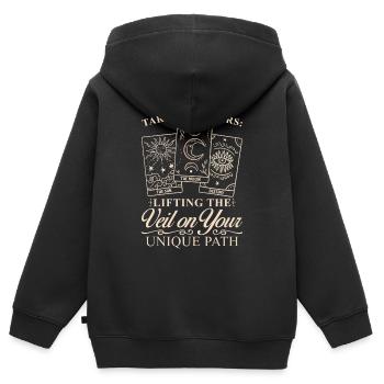 Carte de Tarot - Sweat Premium à capuche zippé enfant bio - noir - Dos - AI Model Kid Male (0cm)
