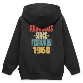 Fabuleux février 1968 - Sweat Premium à capuche zippé enfant bio - noir - Dos - AI Model Kid Male (0cm)