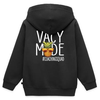Coaching Vacances Mode Vacy Coachingsquad - Sweat Premium à capuche zippé enfant bio - noir - Dos - AI Model Kid Male (0cm)