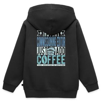 Instant Commissioning Editor Fügen Sie einfach Kaffee hinzu - Kinder Premium Organic Zip Hoodie - Schwarz - Hinten - AI Model Kid Male (0cm)