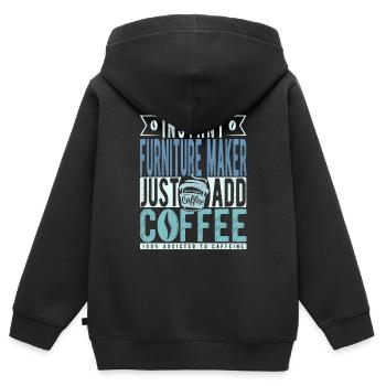 Fabricant de meubles instantané Il suffit d’ajouter du café - Sweat Premium à capuche zippé enfant bio - noir - Dos - AI Model Kid Male (0cm)
