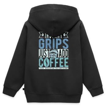 Les poignées instantanées ajoutent simplement du café - Sweat Premium à capuche zippé enfant bio - noir - Dos - AI Model Kid Male (0cm)
