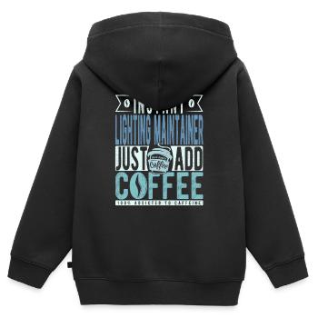 Mainteneur d’éclairage instantané Il suffit d’ajouter du café - Sweat Premium à capuche zippé enfant bio - noir - Dos - AI Model Kid Male (0cm)