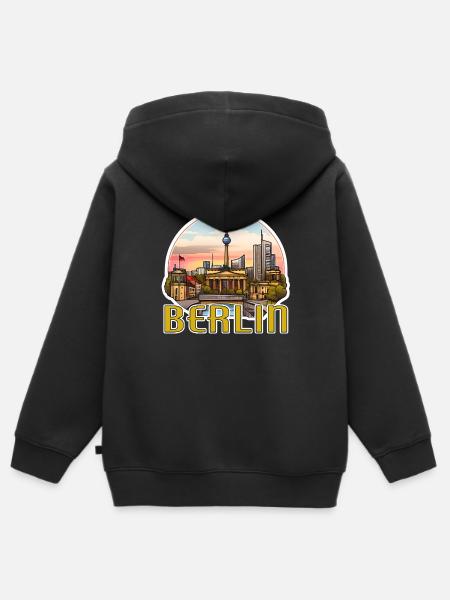 Berlin Hauptstadt - Kinder Premium Organic Zip Hoodie - Schwarz