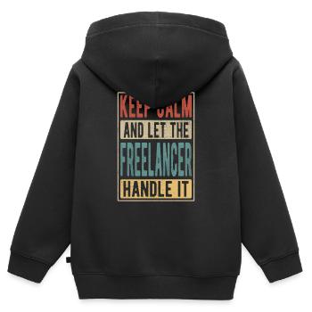Cadeau rétro freelance - Sweat Premium à capuche zippé enfant bio - noir - Dos - AI Model Kid Male (0cm)