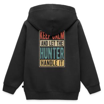Hunter Retro Geschenk - Kinder Premium Organic Zip Hoodie - Schwarz - Hinten - AI Model Kid Male (0cm)