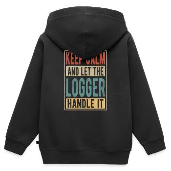 Bûcheron rétro cadeau - Sweat Premium à capuche zippé enfant bio - noir - Dos - AI Model Kid Male (0cm)