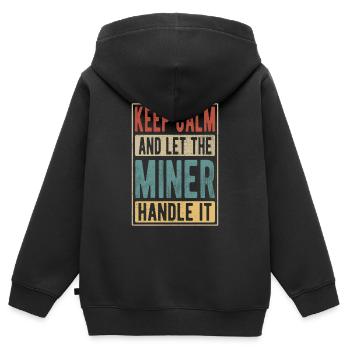 Cadeau rétro mineur - Sweat Premium à capuche zippé enfant bio - noir - Dos - AI Model Kid Male (0cm)