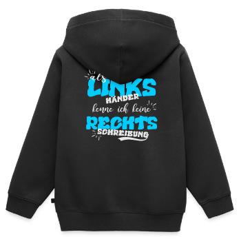 Gaucher, Orthographe - Sweat Premium à capuche zippé enfant bio - noir - Dos - AI Model Kid Male (0cm)