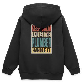 Cadeau rétro plombier - Sweat Premium à capuche zippé enfant bio - noir - Dos - AI Model Kid Male (0cm)