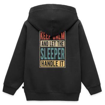 Cadeau rétro Sleeper - Sweat Premium à capuche zippé enfant bio - noir - Dos - AI Model Kid Male (0cm)