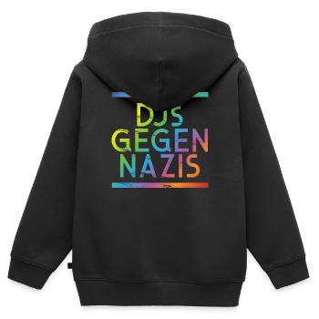 DJs gegen Nazis Regenbogen - Kinder Premium Organic Zip Hoodie - Schwarz - Hinten - AI Model Kid Male (0cm)