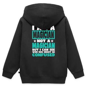 Magicien - Sweat Premium à capuche zippé enfant bio - noir - Dos - AI Model Kid Male (0cm)