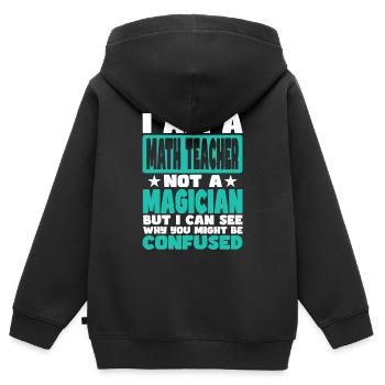 Mathelehrer - Kinder Premium Organic Zip Hoodie - Schwarz - Hinten - AI Model Kid Male (0cm)