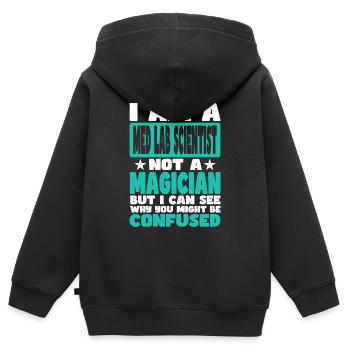 Med Lab Scientist - Kinder Premium Organic Zip Hoodie - Schwarz - Hinten - AI Model Kid Male (0cm)