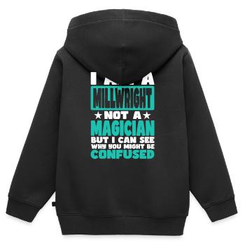 Chantier - Sweat Premium à capuche zippé enfant bio - noir - Dos - AI Model Kid Male (0cm)