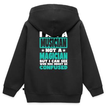 Musicien - Sweat Premium à capuche zippé enfant bio - noir - Dos - AI Model Kid Male (0cm)