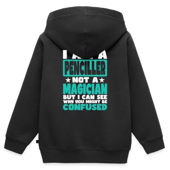 Dessinateur - Sweat Premium à capuche zippé enfant bio - noir - Dos - AI Model Kid Male (0cm)