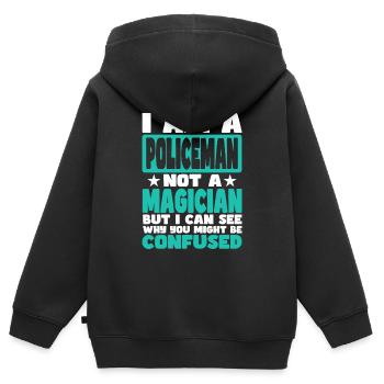 Polizist - Kinder Premium Organic Zip Hoodie - Schwarz - Hinten - AI Model Kid Male (0cm)