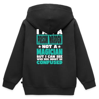 Directeur de prison - Sweat Premium à capuche zippé enfant bio - noir - Dos - AI Model Kid Male (0cm)
