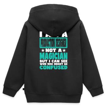 Concepteur de production - Sweat Premium à capuche zippé enfant bio - noir - Dos - AI Model Kid Male (0cm)
