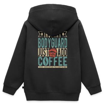 Instant-Bodyguard Fügen Sie einfach Kaffee hinzu - Kinder Premium Organic Zip Hoodie - Schwarz - Hinten - AI Model Kid Male (0cm)