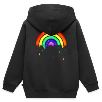 Gläserner retro Regenbogen - Kinder Premium Organic Zip Hoodie - Schwarz - Hinten - AI Model Kid Male (0cm)