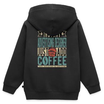 Concepteur de publicité instantanée Il suffit d’ajouter du café - Sweat Premium à capuche zippé enfant bio - noir - Dos - AI Model Kid Male (0cm)