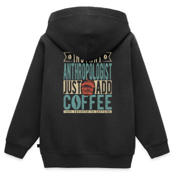 Instant-Anthropologe Fügen Sie einfach Kaffee hinzu - Kinder Premium Organic Zip Hoodie - Schwarz - Hinten - AI Model Kid Male (0cm)
